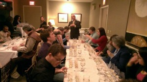 Jay Scenti, from Campari, leads a tasting for WhiskyRI at the Waterman Grille, Tuesday March 5th. 