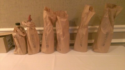 It's in the Bag. The six whiskies are in their bags ready for pouring. Having a blind tasting was a new experience for many people. 